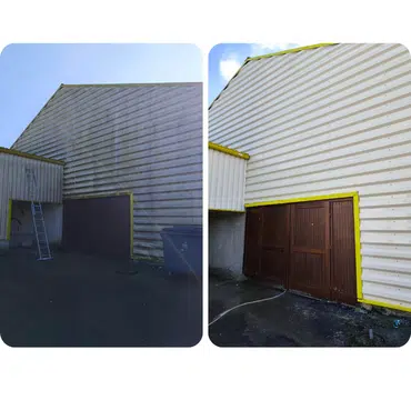 Nettoyage de façade d'un bardage métallique de hangar