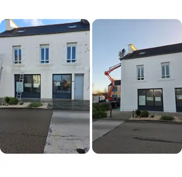 Ravalement de façade d'une agence Crédit Mutuel