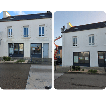 Façade de maison de bourg avant et après entretien