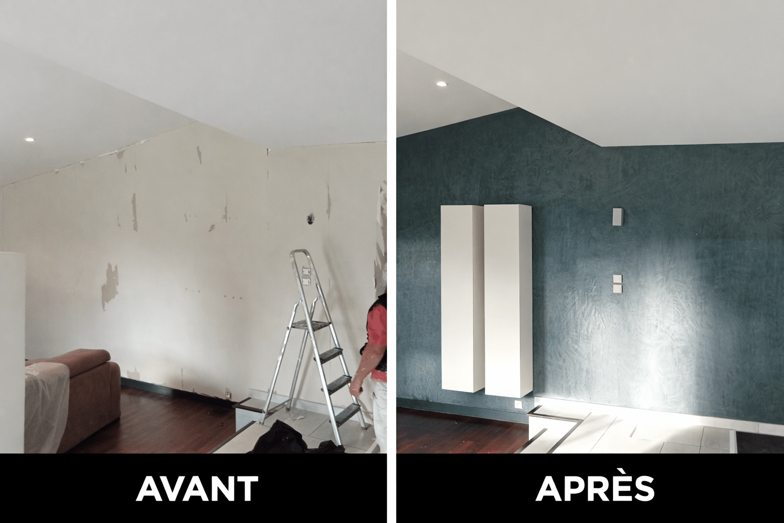 Peinture intérieure effet décoratif avant après