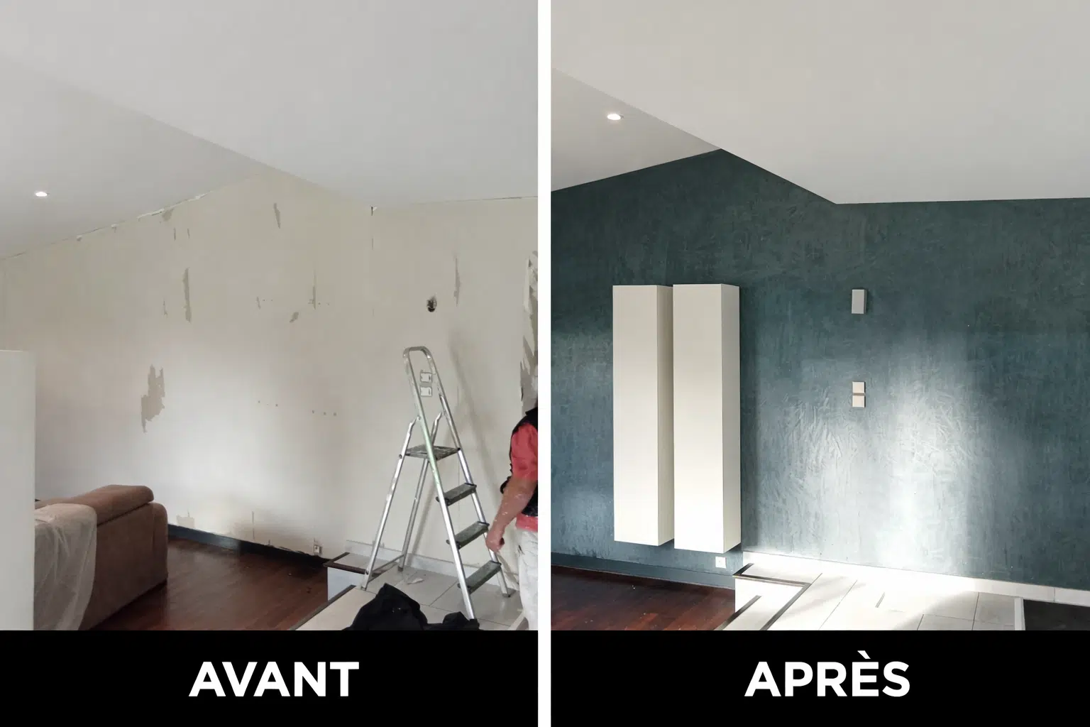 Peinture intérieure effet décoratif avant après