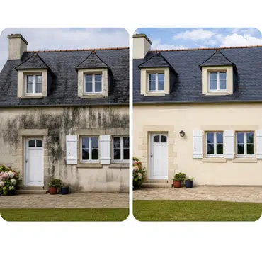 Maison bretonne avant et après un ravalement de façade complet
