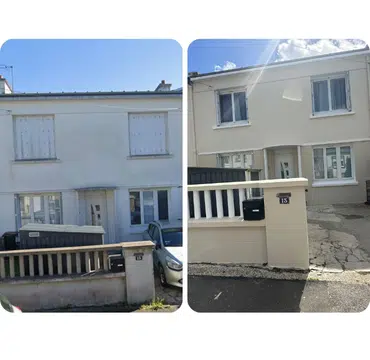 Ravalement de façade d'une maison mitoyenne en centre-ville