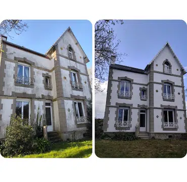 Ravalement rénovation d'une maison de maître aux balcons en fer forgé