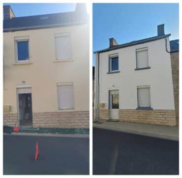 Ravalement de façade avant/après d une maison à Plouescat (29) par LC Peinture
