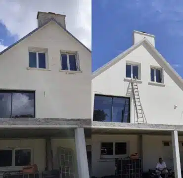 Ravalement de façade avant/après d une maison à Plougar (29) par LC Peinture